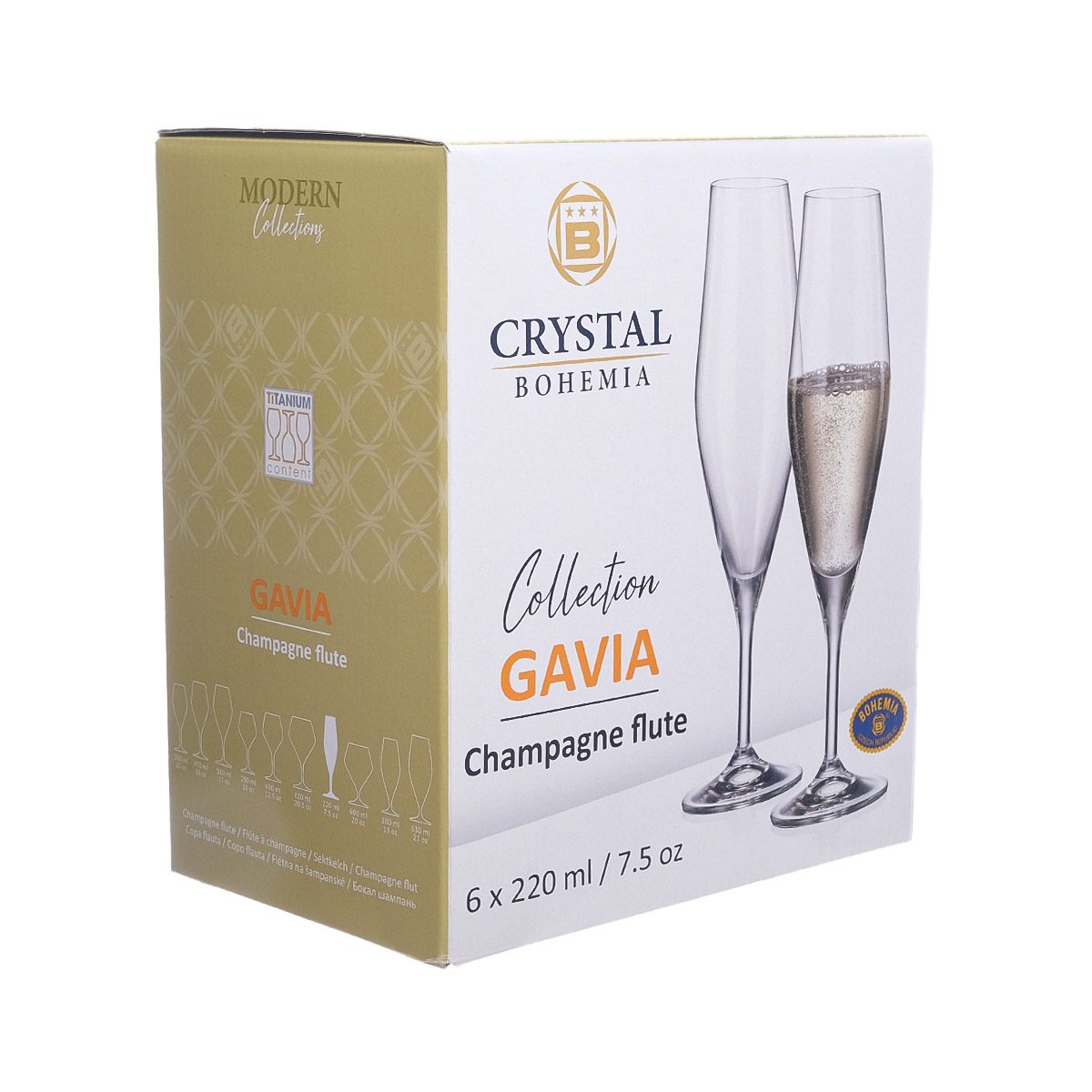 Набор фужеров для шампанского Crystalite Bohemia GAVIA 210 мл (6 шт) 2