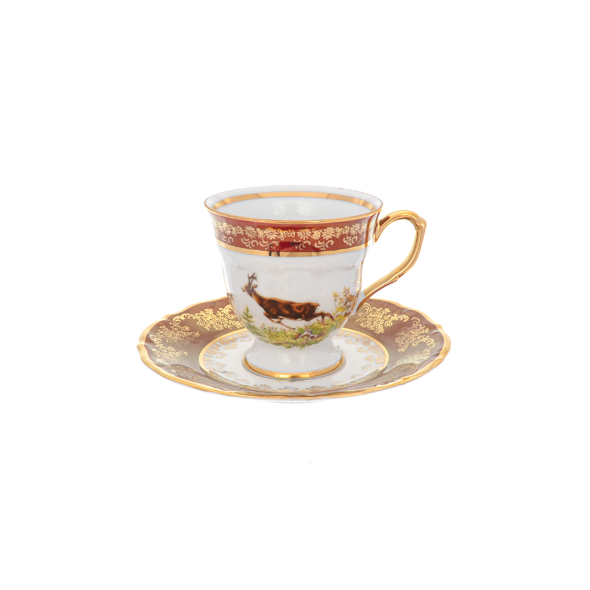 Кофейный сервиз Repast Охота красная Мария-тереза 15 предметов на 6 персон 6