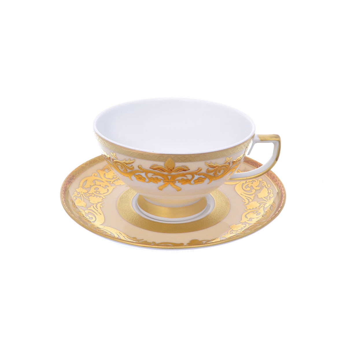 Набор чайных пар Falkenporzellan Natalia creme gold 220мл 1
