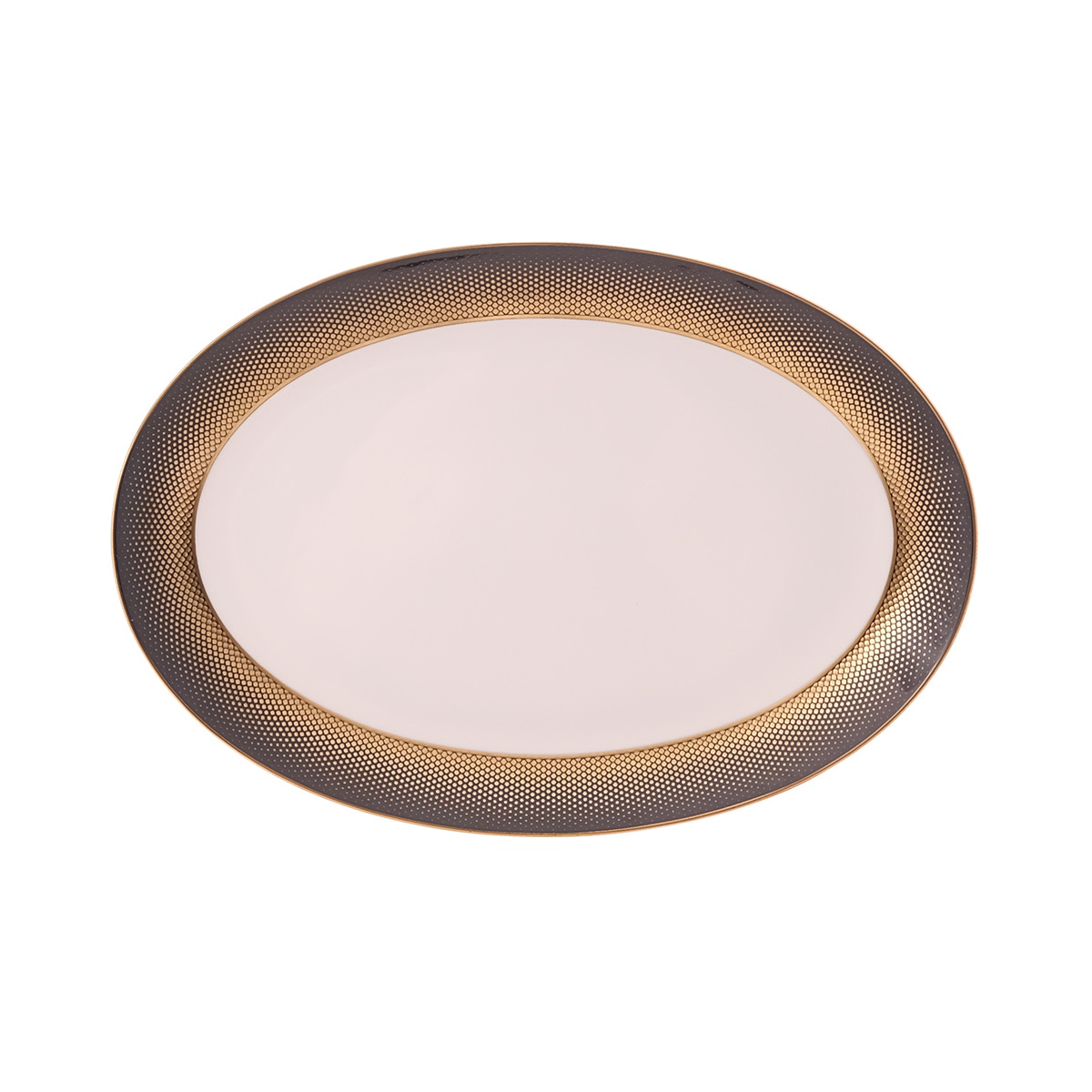 Блюдо овальное Falkenporzellan Deluxe Shape - Rio Black Gold 35 см 1