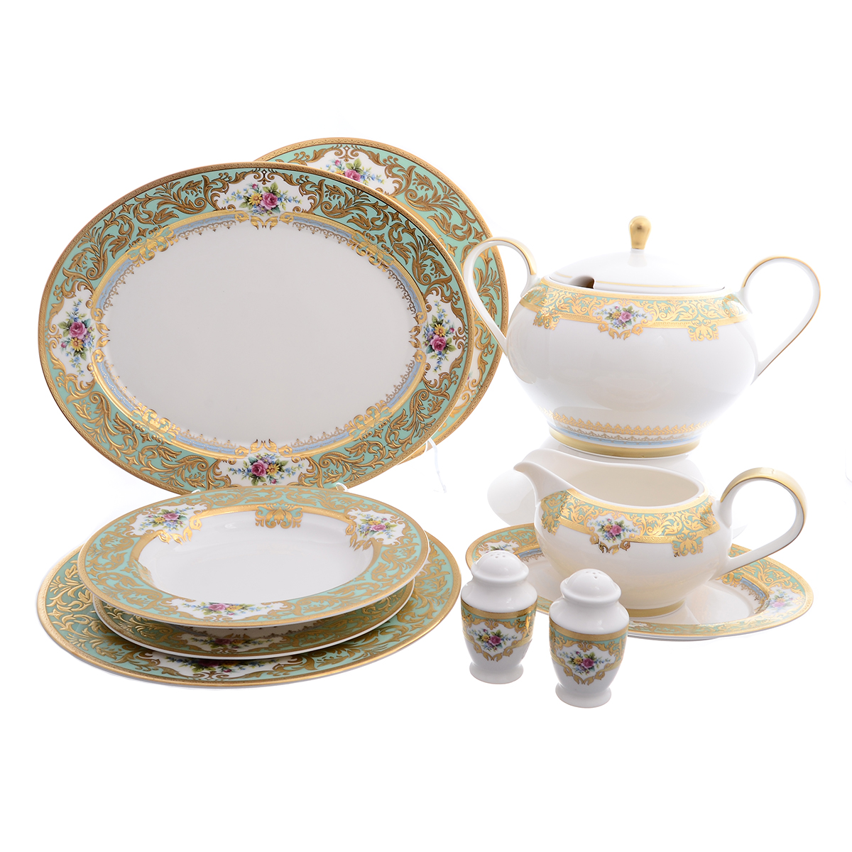 Столовый сервиз Falkenporzellan Opal Seladon Gold 6 персон 26 предметов 1