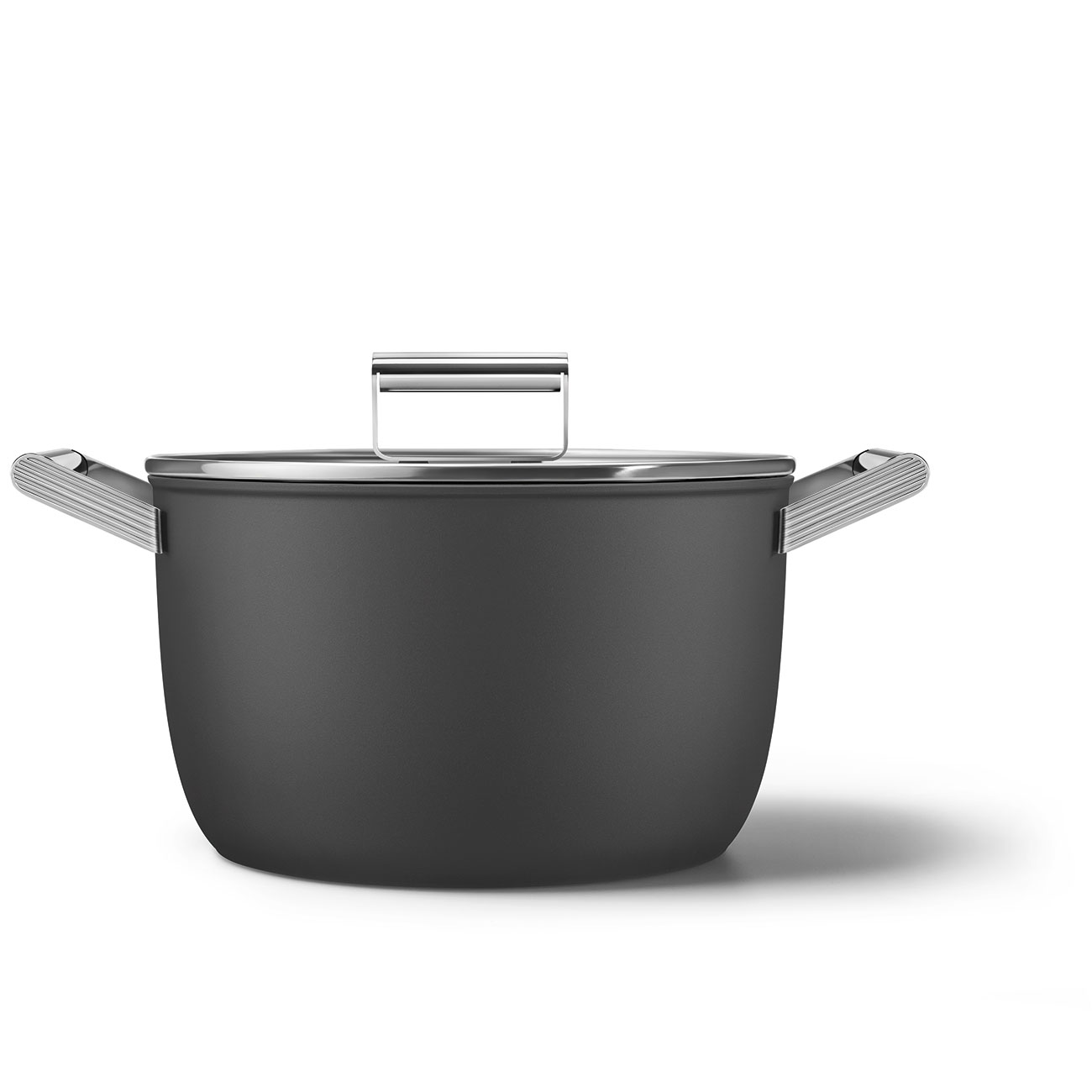 Кастрюля с двумя ручками и крышкой "Smeg", 26 см, 7,7 л, черная
