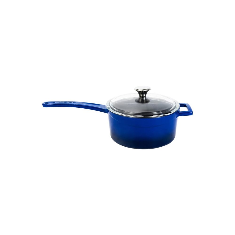 Ковш с ручкой и стеклянной крышкой Lava Blue 1,35 л, 16 см
